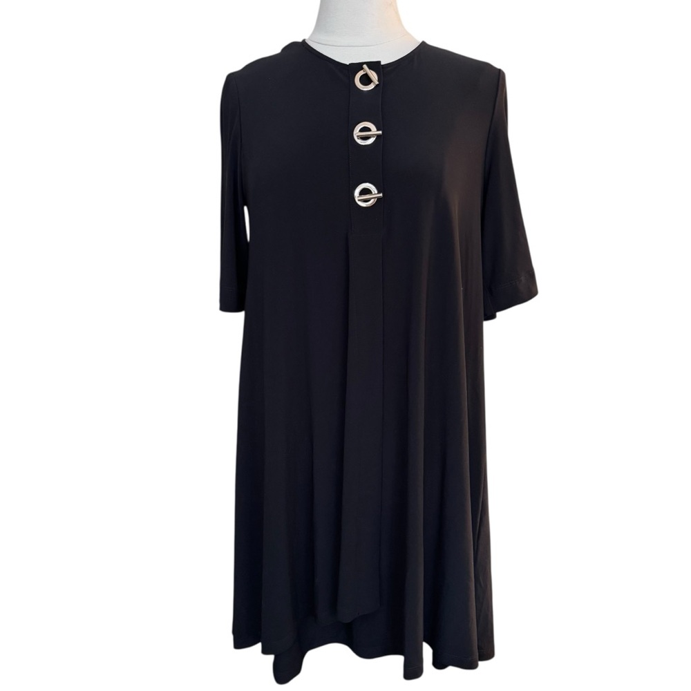 Joseph Ribkoff Dress Tunic Women's Sz 10 Stretch Black Minimalist Lagenlook